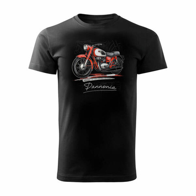 Pannonia Herren schwarz Motorrad-T-Shirt REGULAR