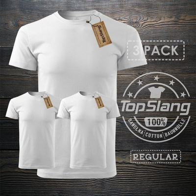 Topslang Herren weißes Baumwoll-T-Shirt für P.E. 3 PACK Herren weißes REGULAR-T-Shirt