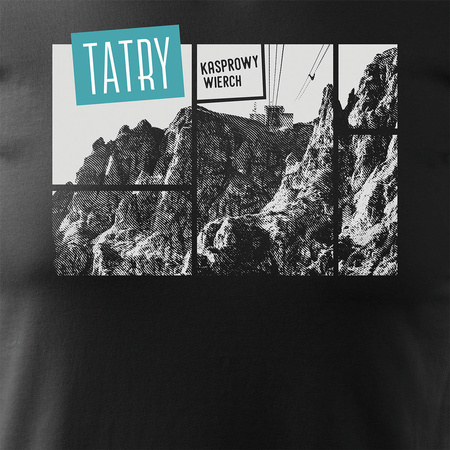 T-Shirt mit Berge Wandern Tatra Kasprowy Wierch Herren Trekking schwarz REGULAR