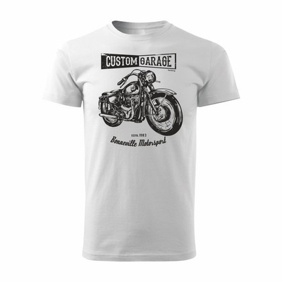 Cafe Racer Herren Motorrad Motorrad-T-Shirt weiß REGULAR