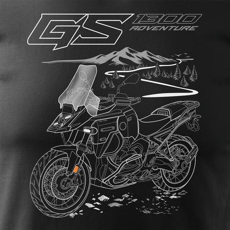 Ausverkauf - Motorrad-T-Shirt mit Motorrad BMW GS R 1300 ADVENTURE Herren schwarz REGULAR