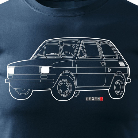 Ausverkauf - Automobil-T-Shirt mit Auto klein Fiat 126p maluch Herren navy blau REGULAR