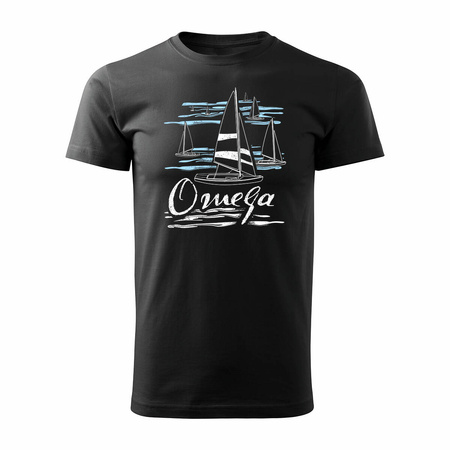 Segel-T-Shirt für Segler mit Segelyacht omega Herren schwarz REGULAR