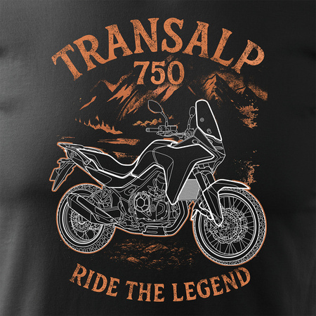 Honda Transalp 750 Herren Szwarz Motorrad Motorrad-T-Shirt