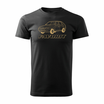 T-Shirt mit Auto Skoda Favorit PRL Legende Herren Schwarz REGULAR