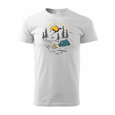 T-Shirt mit Berge in den Bergen Camping Zelt tatra Outdoor-Trekking Herren weiß REGULAR