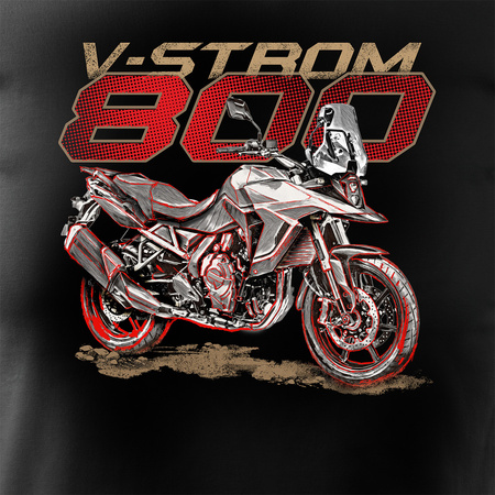 Suzuki V-Strom Vstrom 800 Herren Schwarz Motorrad-T-Shirt REGULAR