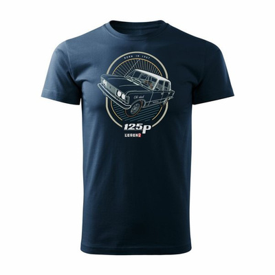 T-Shirt mit Auto groß Fiat 125p Herren navy blau REGULAR