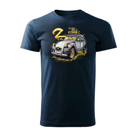 Citroen 2CV 2 CV Charleston Auto T-Shirt für amerikanische Autoliebhaber Herren Sammlerstück marineblau REGULAR