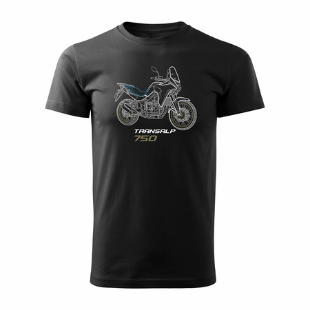 Honda Transalp 750 Herren Szwarz Motorrad Motorrad-T-Shirt