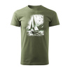 Sale - Herren khaki REGULAR Segel-T-Shirt für Segler mit Segelyacht