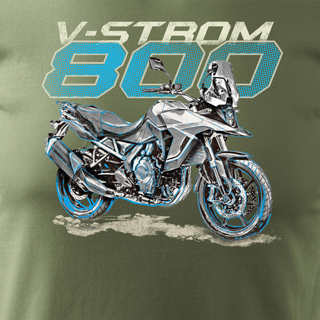Suzuki V-Strom Vstrom 800 Herren Khaki Motorrad-T-Shirt REGULAR