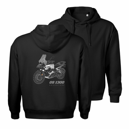BMW GS 1300 Adventure Herren-Motorrad-Sweatshirt mit Kapuze schwarz