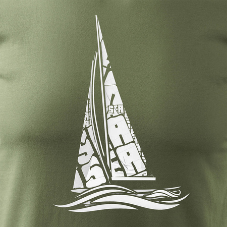 Sale - Herren khaki REGULAR Segel-T-Shirt für Segler mit Segelboot