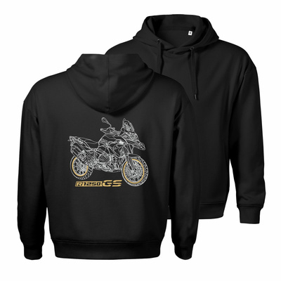 BMW GS 1250 Adventure Herren-Motorrad-Sweatshirt mit Kapuze schwarz