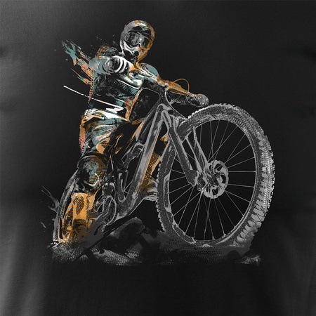 MTB Downhill Mountainbike T-shirt Herren schwarz REGULAR