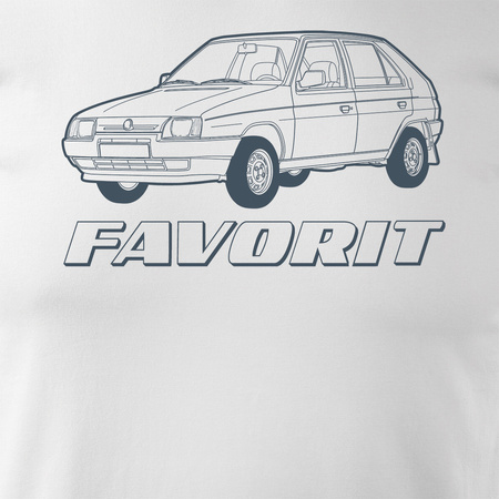 T-Shirt mit Auto Skoda Favorit PRL Legende Herren Weiss REGULAR