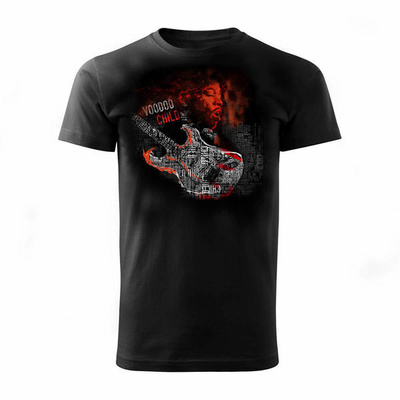 Verkauf - Jimi Hendrix Rock Gitarre T-Shirt für Gitarrist Männer schwarz REGULAR