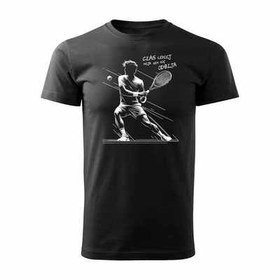 Ausverkauf - Herren Tennishemd mit Tennisschläger Tennisspieler schwarz REGULAR