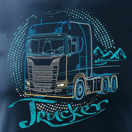 T-Shirt mit Scania LKW Geschenk für LKW-Fahrer Männer marineblau REGULAR