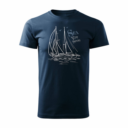 Marineblaues REGULAR Matrosen-T-Shirt für Herren mit Segelboot