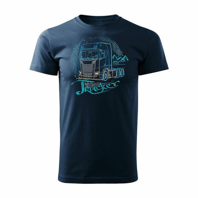 T-Shirt mit Scania LKW Geschenk für LKW-Fahrer Männer marineblau REGULAR