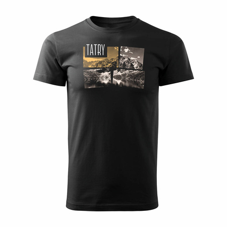T-Shirt mit Berge Wandern Tatra Mountains Morskie Oko Herren Trekking schwarz REGULAR
