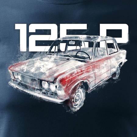 T-Shirt mit Auto groß Fiat 125p FSO PRL Herren navy blau REGULAR