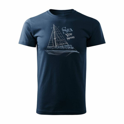 Marineblaues REGULAR Matrosen-T-Shirt für Herren mit Segelboot