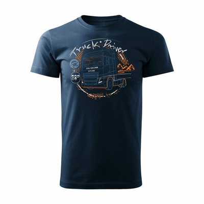 T-Shirt mit Volvo LKW Geschenk für LKW-Fahrer TIR Herren navy blau REGULAR