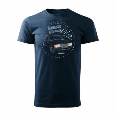 Automobil-T-Shirt mit Auto Mercedes Barrel W123 Herren navy blau REGULAR