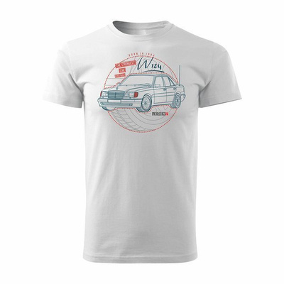 Auto-T-Shirt mit Auto Mercedes E W124 Herren weiß REGULAR