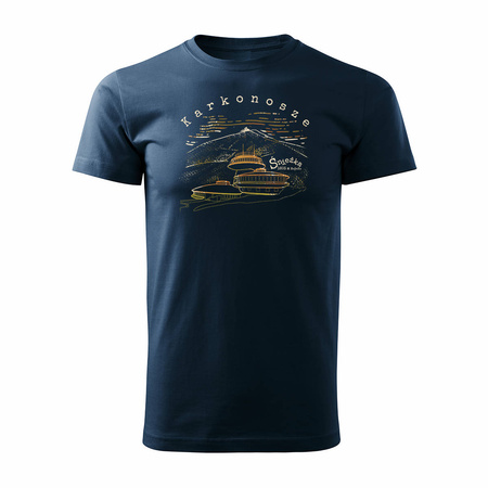 T-Shirt mit Bergen Karkonosze Śnieżka Sudety trekking Herren marineblau REGULAR