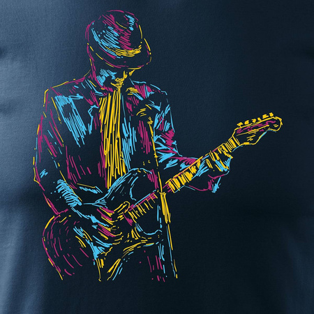 Rock-Rock-Jazz-T-Shirt mit Gitarre für Gitarristen Männer marineblau REGULAR