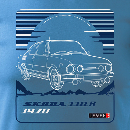 Ausverkauf - T-shirt mit Auto Skoda 110 R PRL Legende Herren blau REGULAR