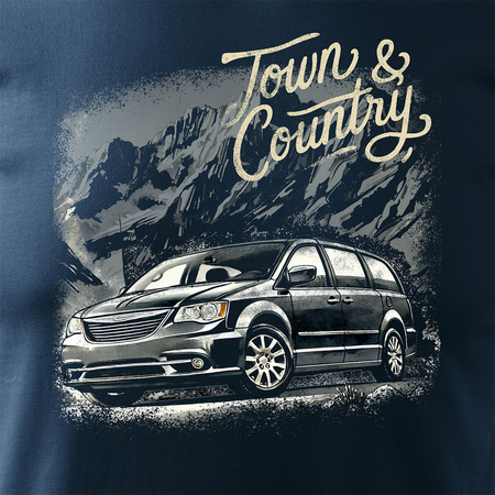 Chrysler Town and Country, Herren marineblau Auto-T-Shirt REGULAR