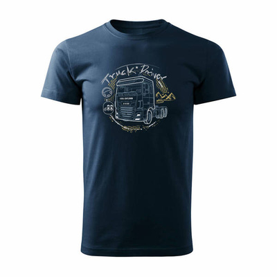 T-Shirt mit DAF-LKW Geschenk für LKW-Fahrer TIR Herren navy blau REGULAR