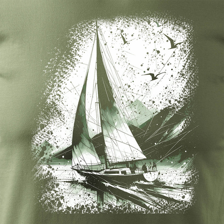 Segel-T-Shirt für Segler mit Segelboot Segeln Herren khaki REGULAR