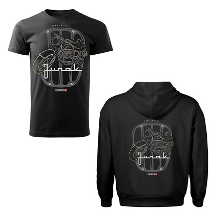Set aus Kapuzenpullover und T-Shirt mit Junak M10 Motorrad, Herren, schwarz