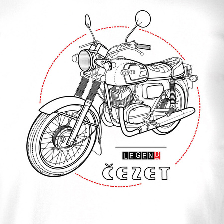 Cezet Cezeta 350 Herren-Motorrad-T-Shirt weiß REGULAR