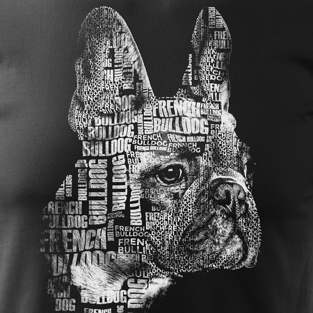Ausverkauf - Herren Französische Bulldogge Hund T-shirt schwarz REGULAR