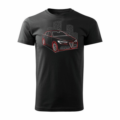 Alfa Romeo Stelvio Herren Auto-T-Shirt schwarz REGULAR