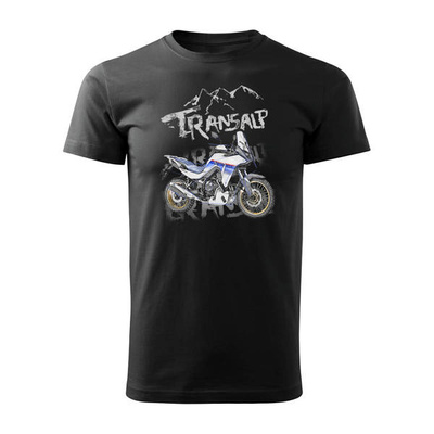 Honda Transalp 750 Herren-Motorrad Motorrad-T-Shirt schwarz