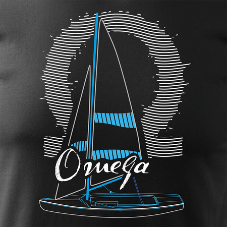 Segel-T-Shirt für Segler mit Segelyacht omega Herren schwarz REGULAR