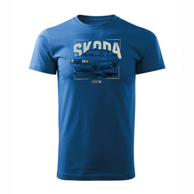 Ausverkauf - T-shirt mit Auto Skoda 120 125 130 PRL Legende Herren blau REGULAR