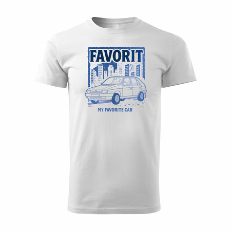 T-Shirt mit Auto Skoda Favorit PRL Legende Herren Weiss REGULAR