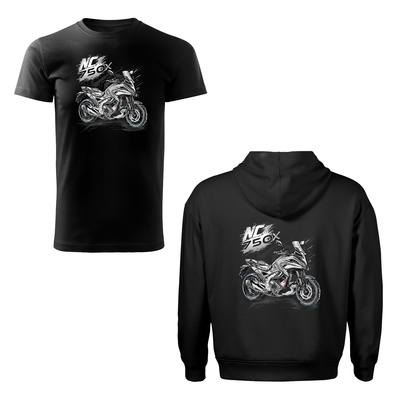 Set aus Kapuzenpullover und T-Shirt mit Honda NC 750 X Motorrad, Herren, schwarz