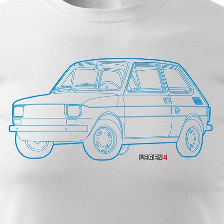 Sale - Auto-T-Shirt mit Auto klein Fiat 126p maluch Herren weiß REGULAR