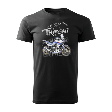 Set aus Kapuzenpullover und T-Shirt mit Honda Transalp 750 XL Motorrad, Herren, schwarz