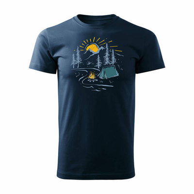 T-Shirt mit Berge in den Bergen Camping-Zelt Tatra Outdoor-Trekking Herren marineblau REGULAR